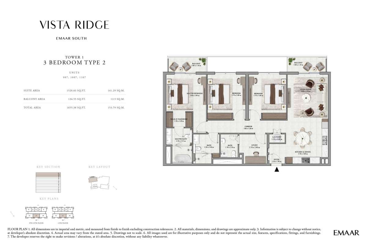 9th To 11th Floor (Type 2, Unit 907-1107) - Tower 1